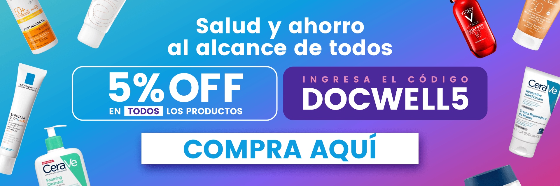 Banner promocional Docwell - Productos de dermatología